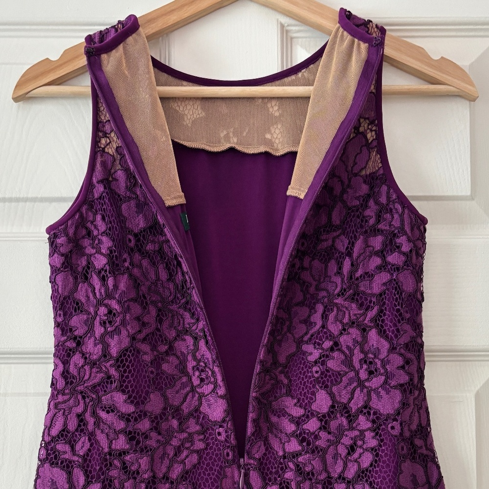 Ralph Lauren Melia Floral Lace Sheath Dress - Plum Purple Size 0P - Picture 6 of 10